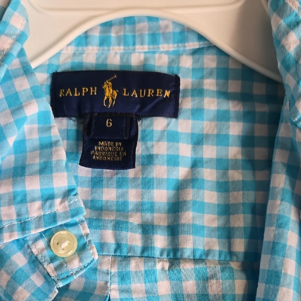 ❤️ Ralph Lauren‎ Blue Checkered Kids Shirt